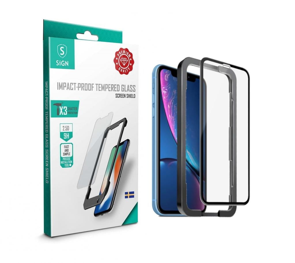 Tempered Glass Screen Protector for iPhone 11 & XR + Mounting Frame