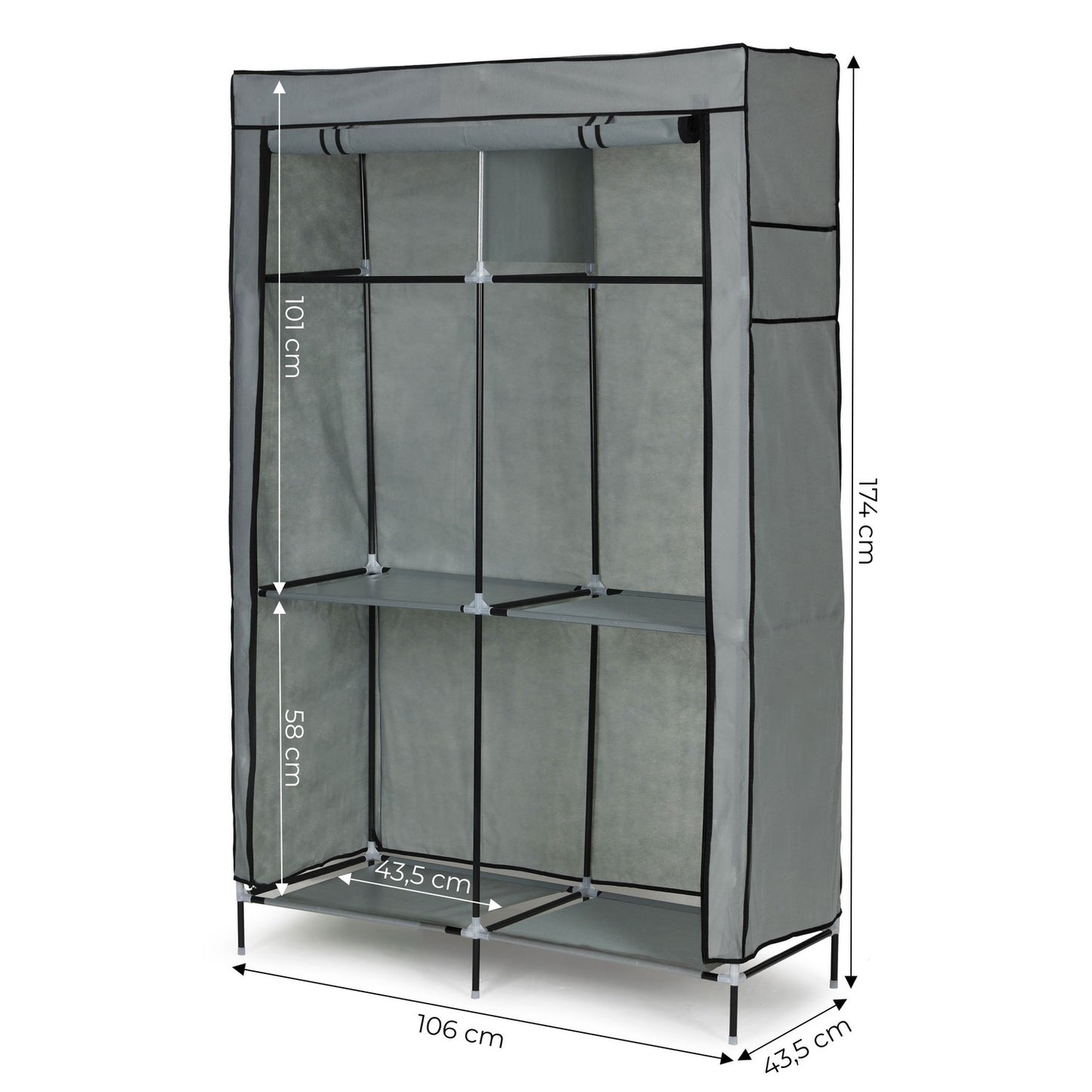 Textile wardrobe - a large fabric wardrobe with shelves for clothes and shoes