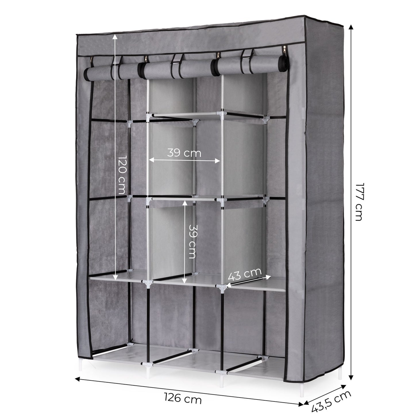 Textile wardrobe - a large fabric wardrobe with shelves for clothes and shoes