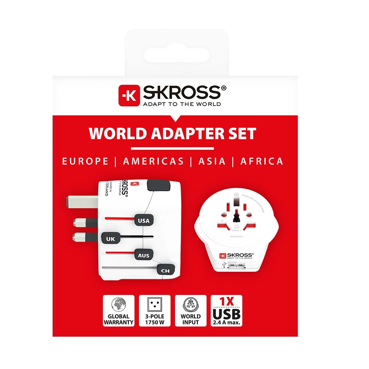 The powerful 3-pin world travel adapter for travelers from all over the world with USB port