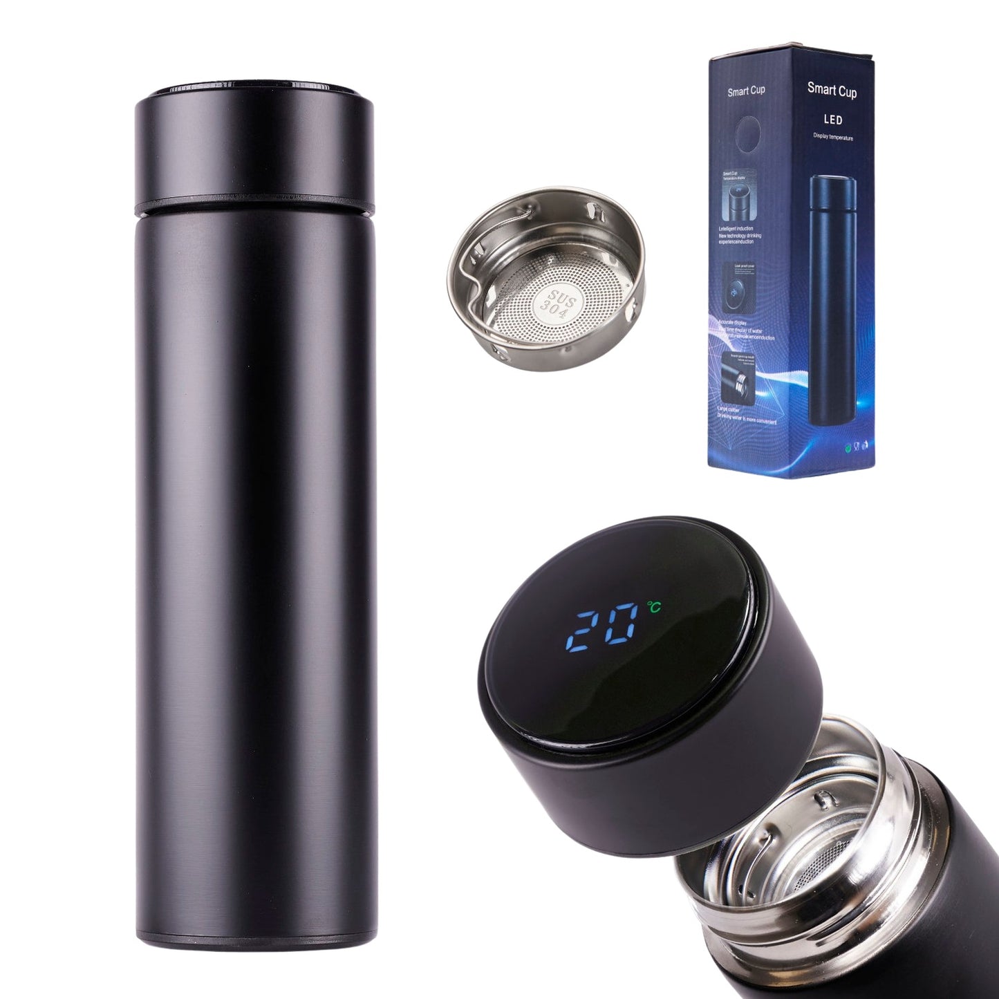 Thermos mug smart LED 500ml black