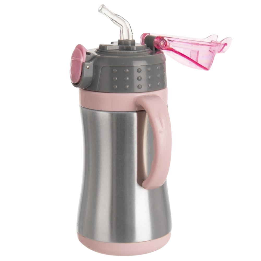 Thermos mug with Handle and Drinking Spout in Stainless Steel