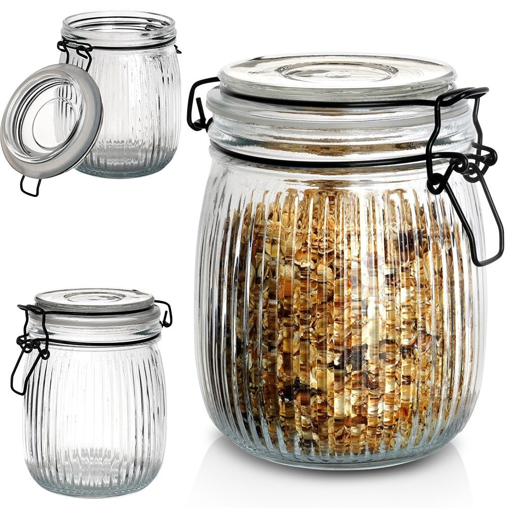 Thick glass jar with airtight patent closure and rubber seal