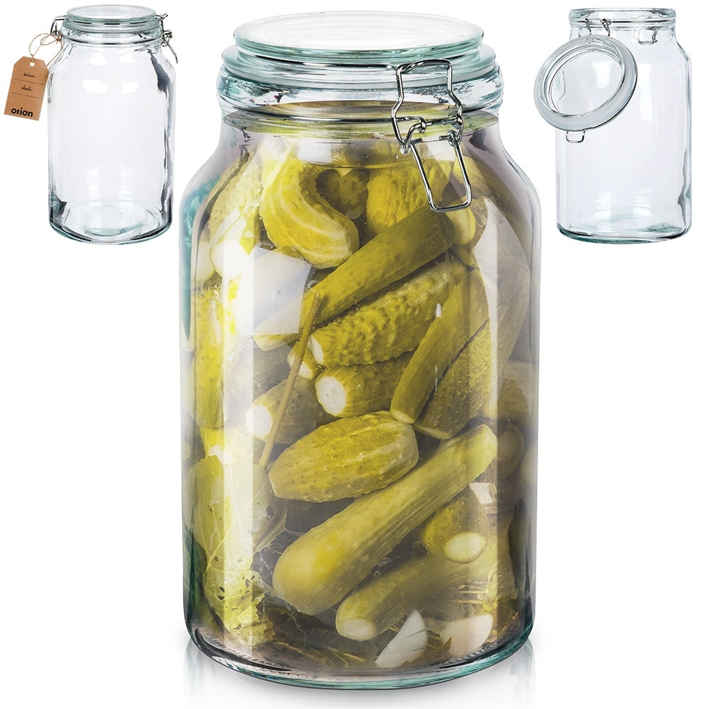 Thick glass jar with tight lid and rubber seal