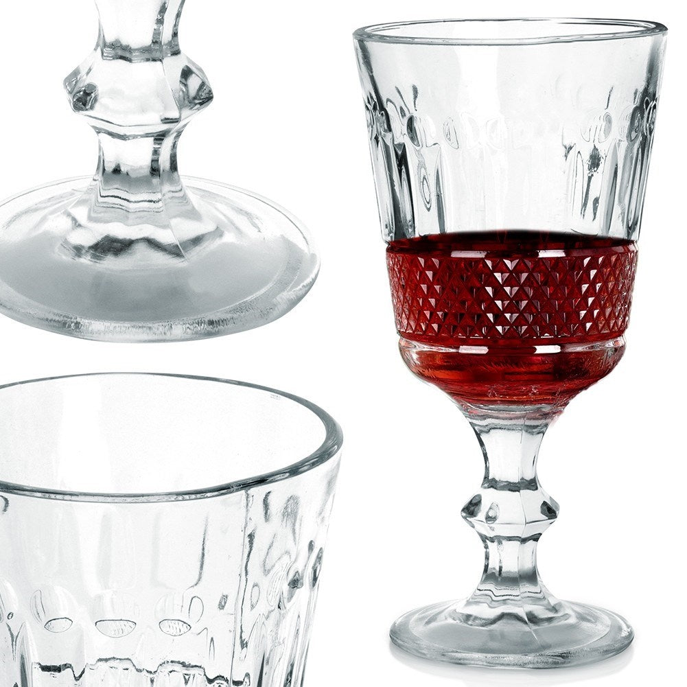 Thick glass with impressive decoration for wine and drinks
