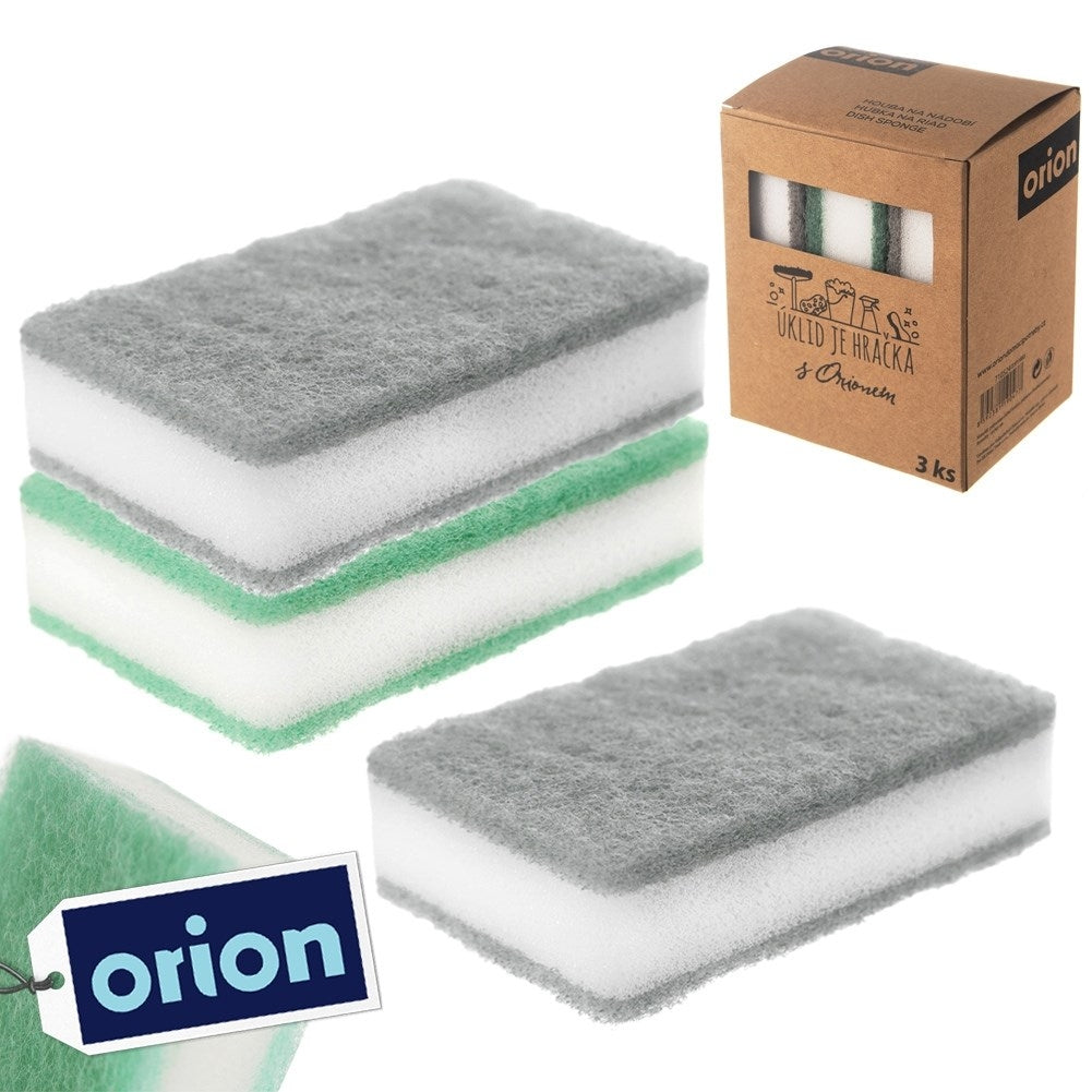 Three kitchen sponges for gentle cleaning of dishes and surfaces