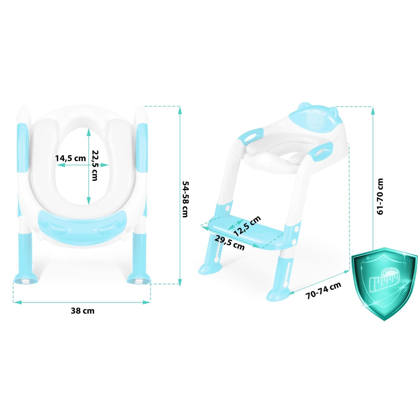 Toilet seat with ladder and bear motif Ricokids 729200 Blue
