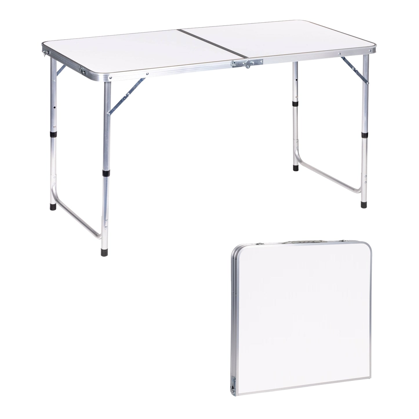 Tourist table foldable camping table white top 120 x 60 cm
