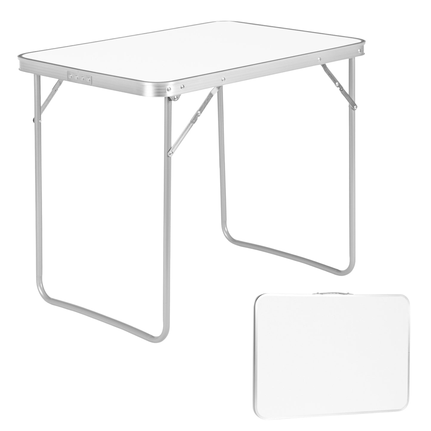Tourist table, picnic table, foldable top, 80x60 cm, white