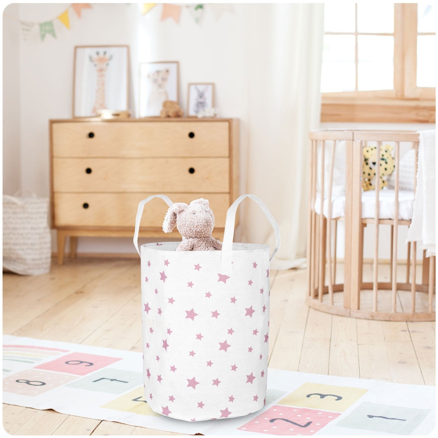 Toy basket Nukido - White with Stars