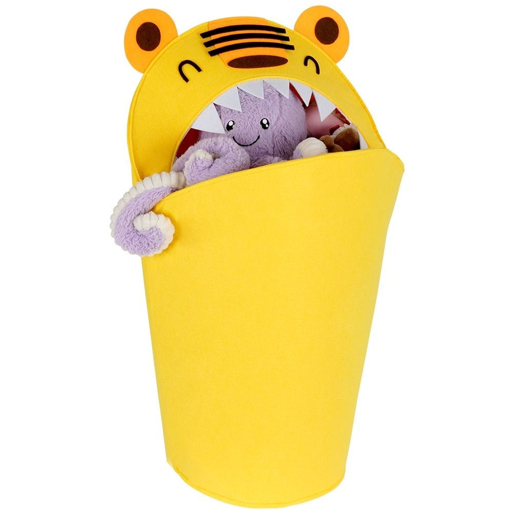 Toy basket with unique tiger motif for the children's room