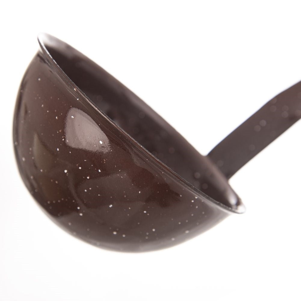 Traditional soup ladle in enamelled steel with suspension handle