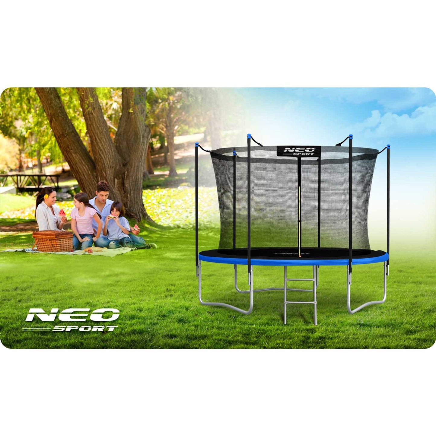 Trampoline for garden 183 cm with built-in net and ladder from Neo-Sport