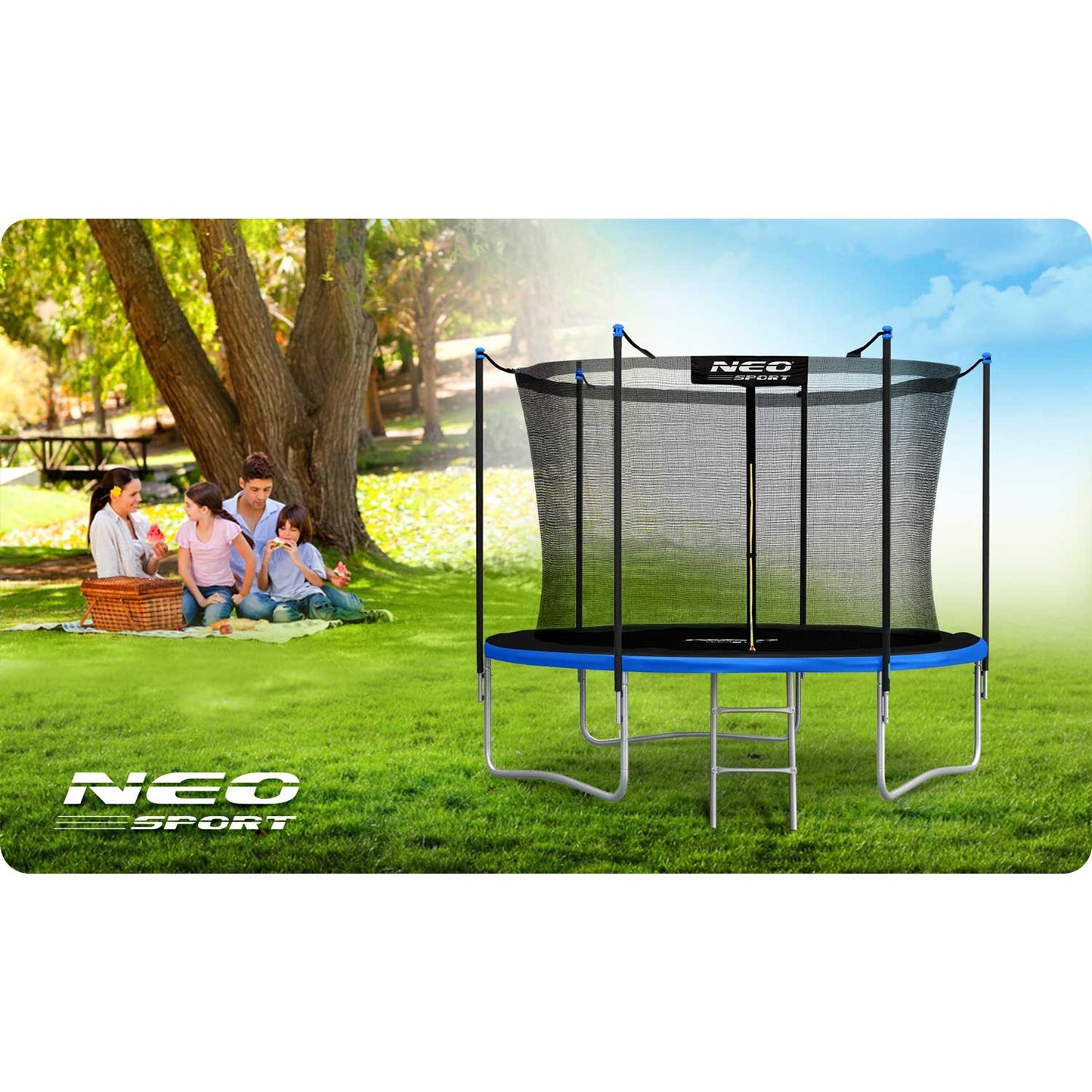 Trampoline for the garden 8ft/252cm with internal safety net and ladder Neo-Sport