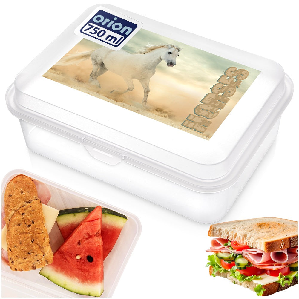 Transparent Lunch Container, Horse Design, 750 ml