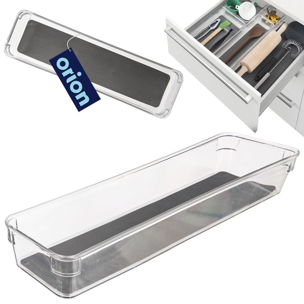 Transparent Storage Box with Non-Slip Feet and Rubber Mat