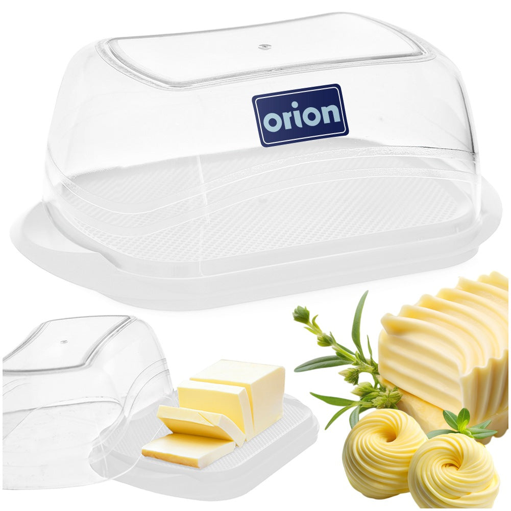 Transparent plastic butter dish