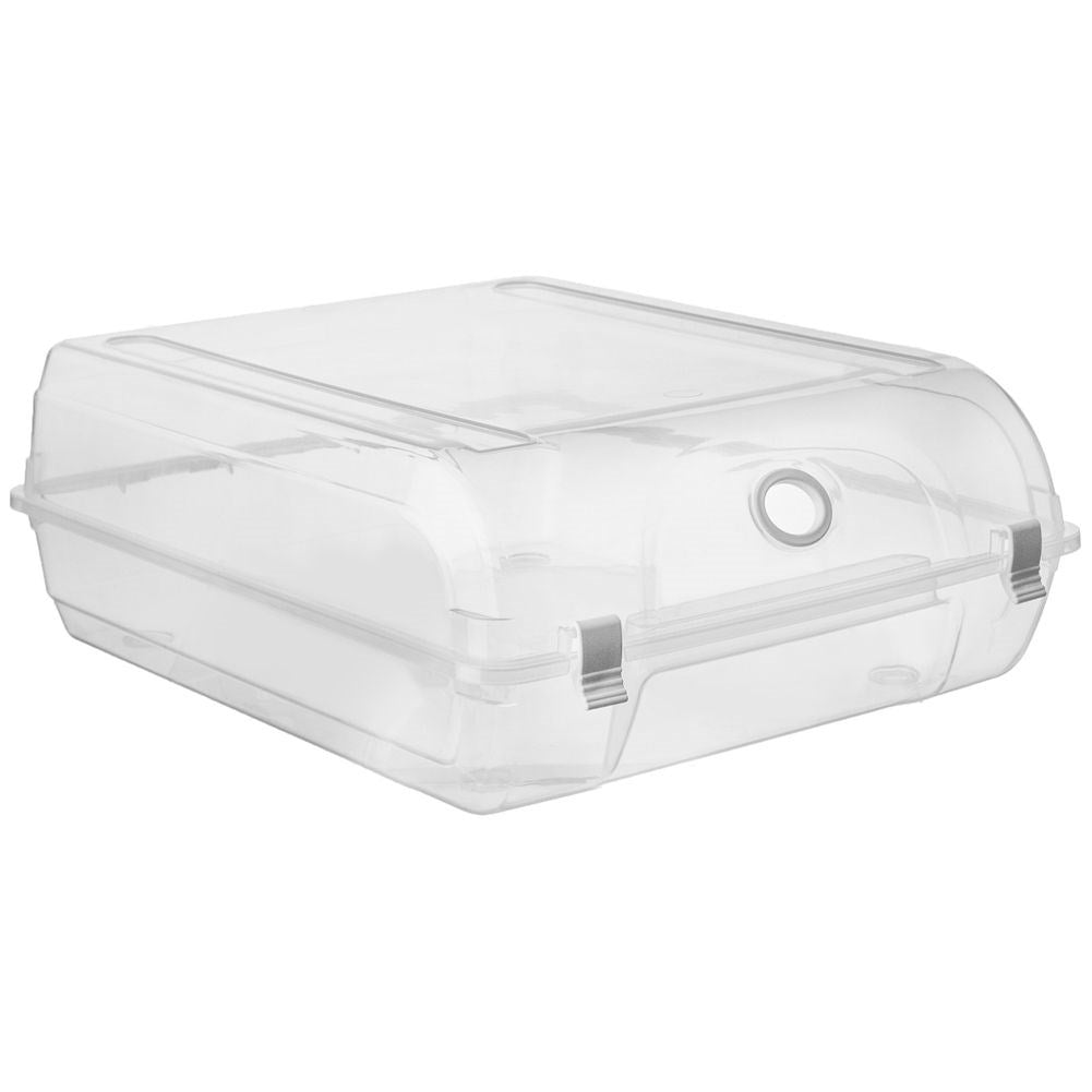 Transparent storage box with lid and ventilation hole