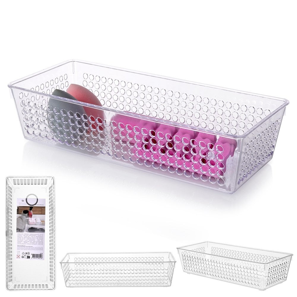 Transparent storage box with perforated sides