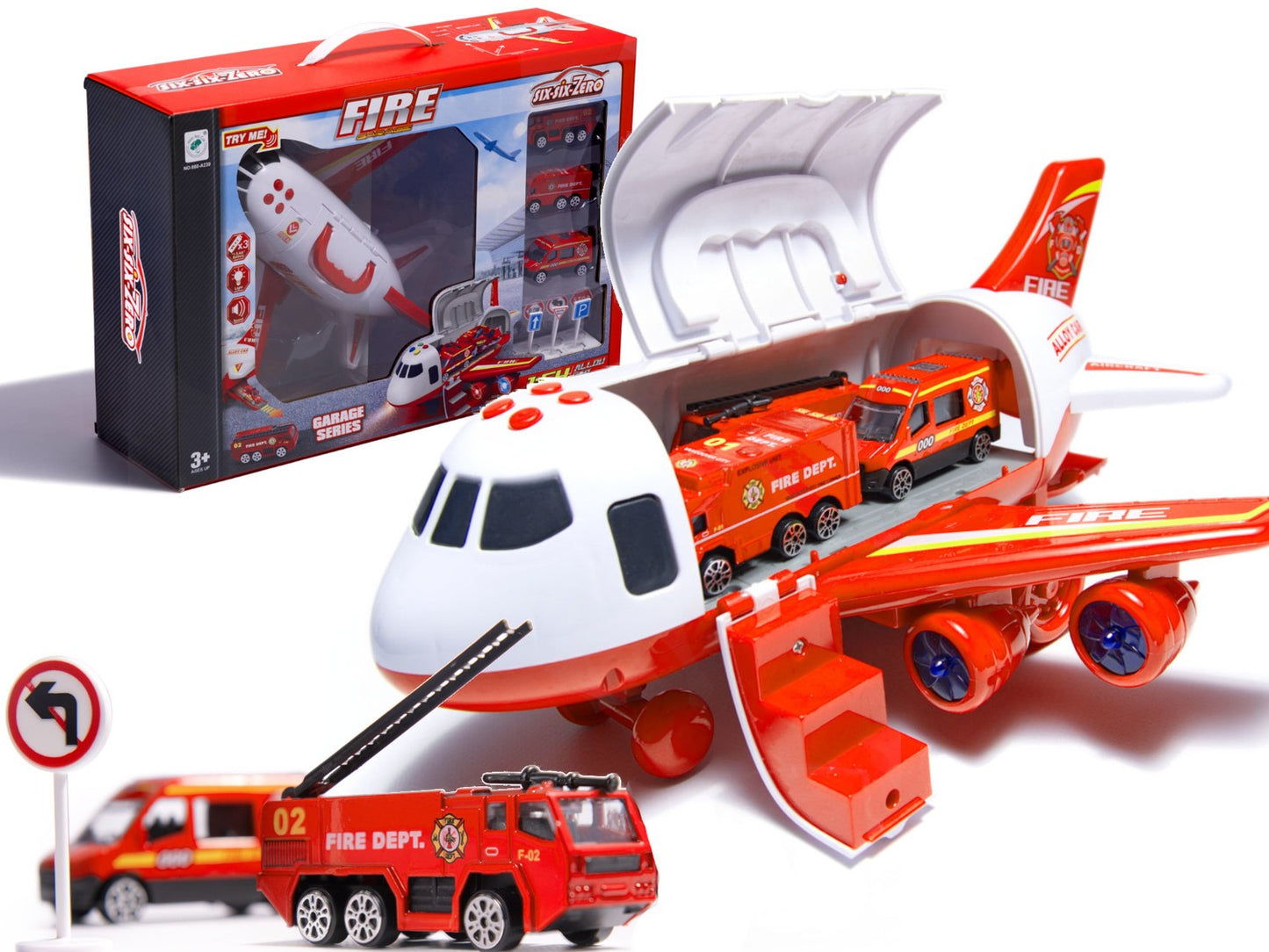 Transporter aircraft + 3 fire engines