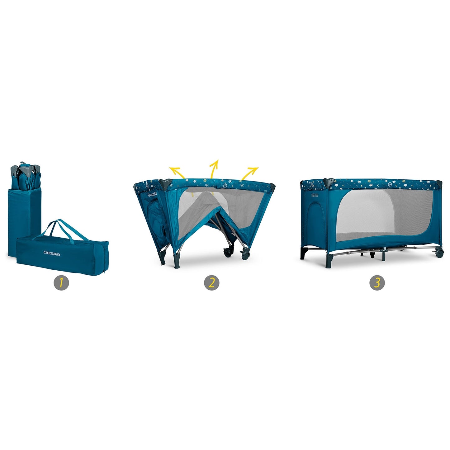 Travel cot 125 x 65 x 78 cm RK-240 navy blue