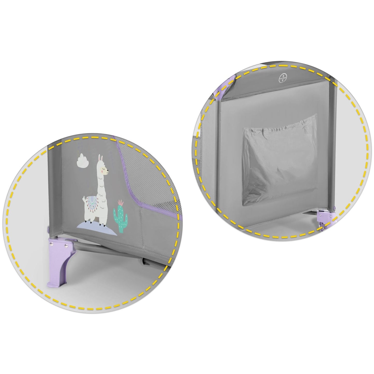 Travel cot for children 125 x 65 x 78 cm RK-240 grey/lavender
