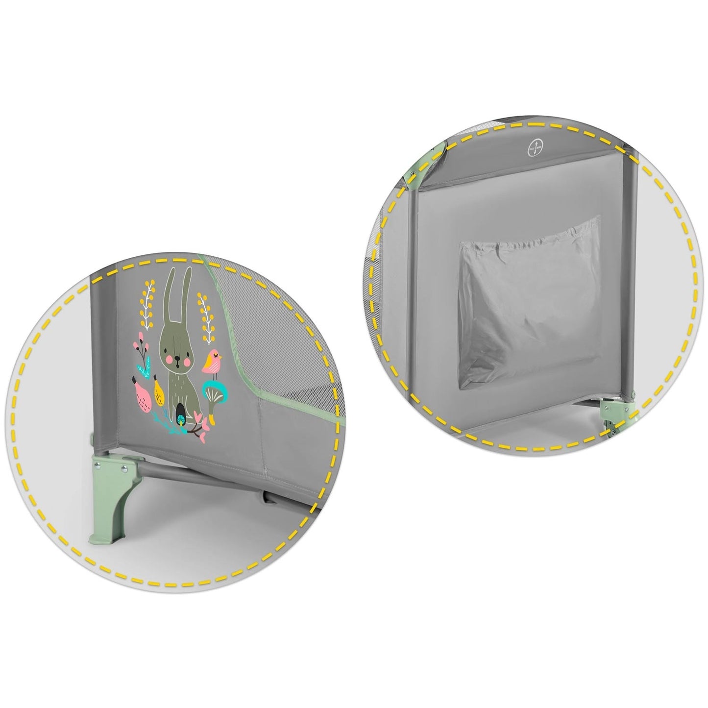 Travel cot for children 125 x 65 x 78 cm RK-240 grey-mint
