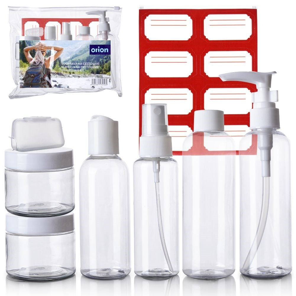 Travel packaging set for cosmetics in a practical toiletry case