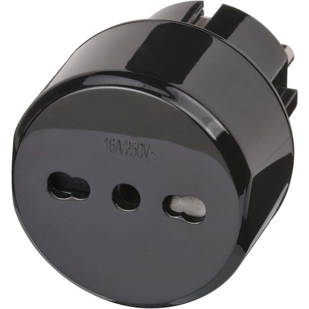 Travel plug / travel adapter Euro socket and Italy plug - Black