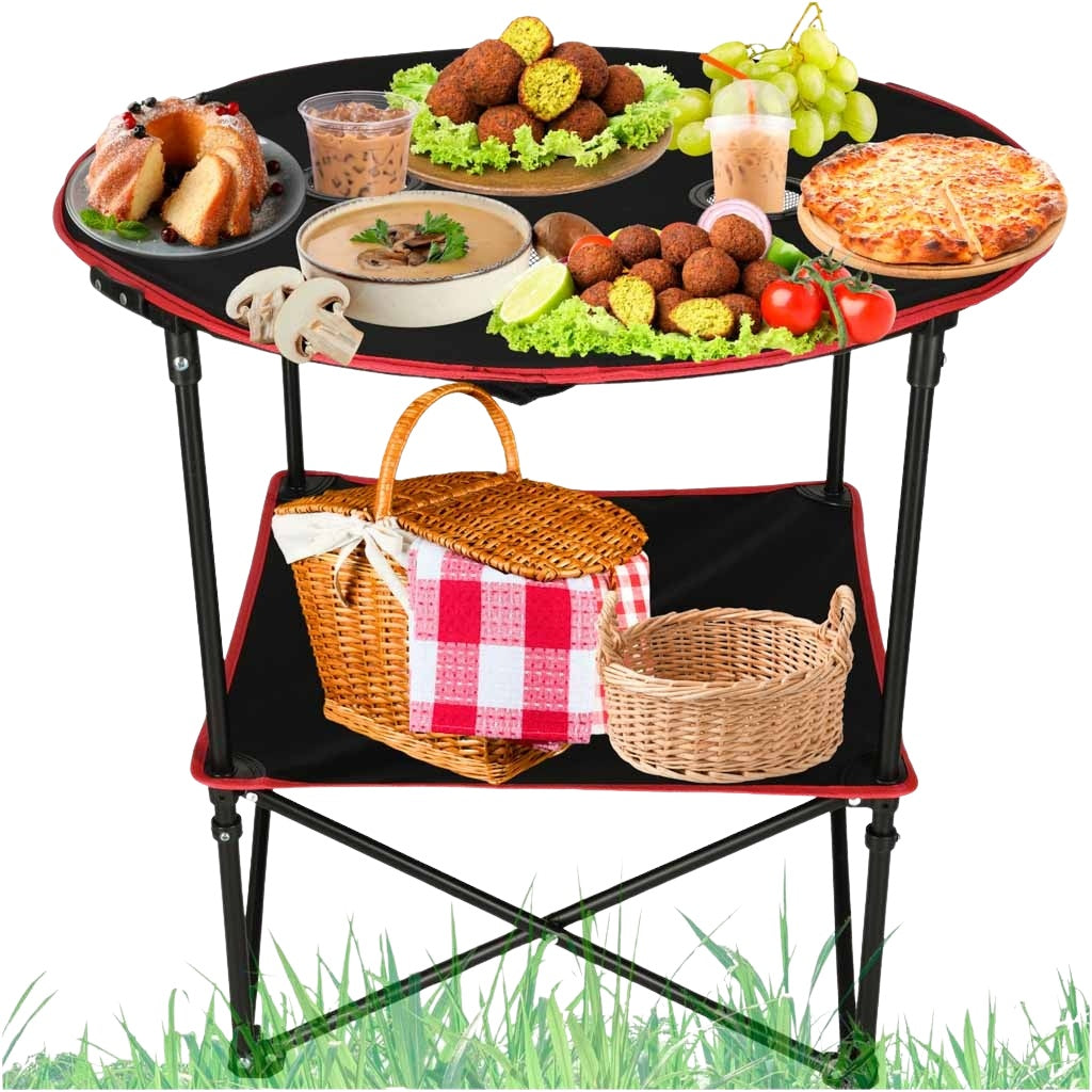 Travel table folding with cover black