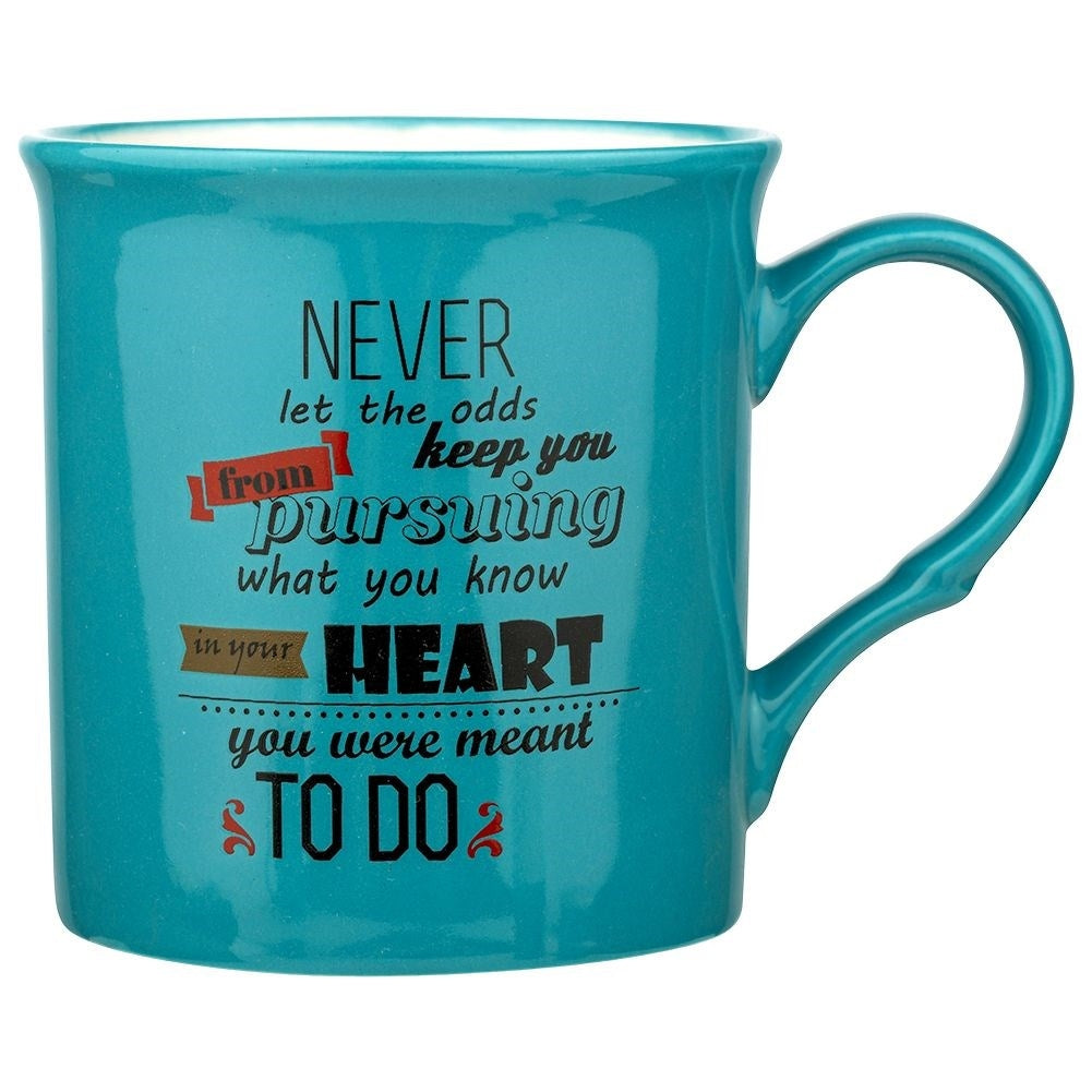 Turquoise Porcelain Mugs: Inspirational Quotes, Dishwasher Safe