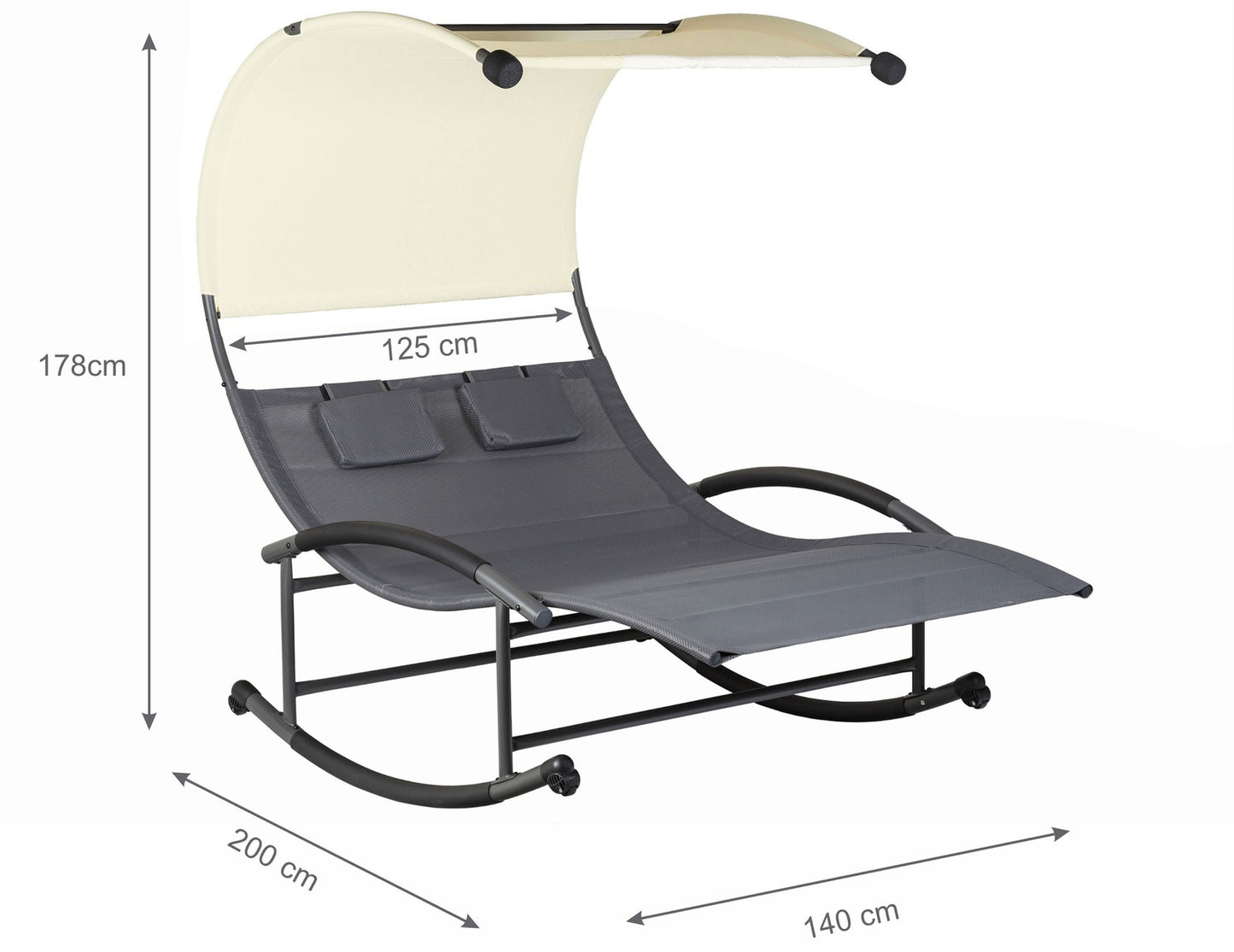 Two-Person Rocking Lounger with Canopy + Cushions MultiGarden