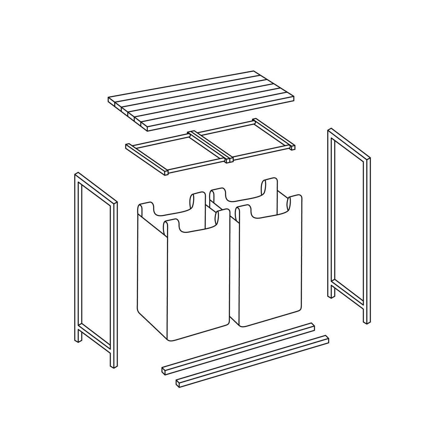 Two-chamber laundry basket on a 80 l frame Massido