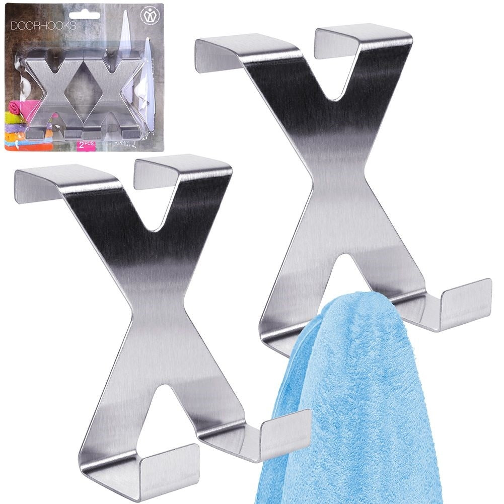 Two stainless steel double door hooks, easy installation