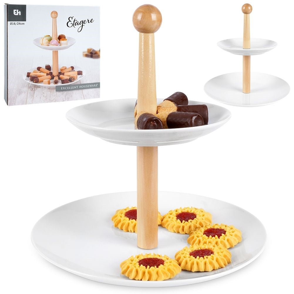 Two-tier cookie tray for cookies, fruit and snacks