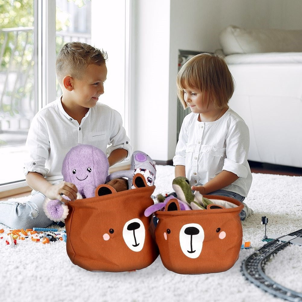 Two toy baskets with a bear motif - spacious and decorative