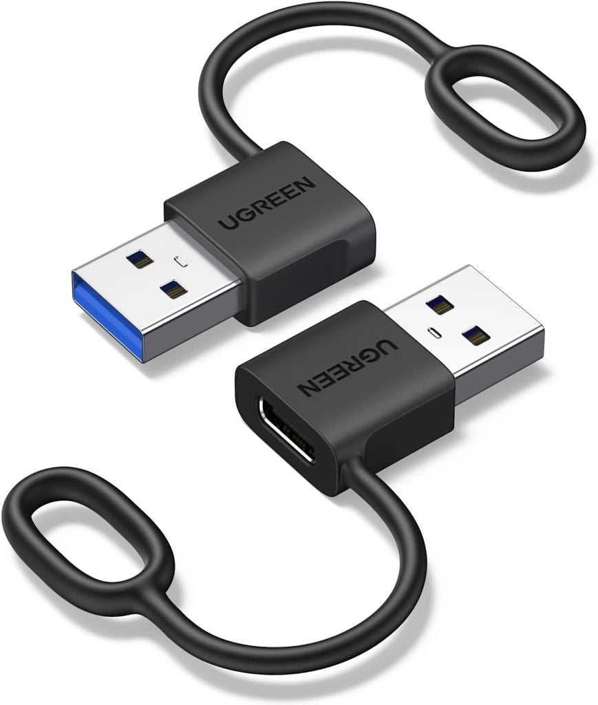 UGREEN USB-A Male to USB-C Female Adapter, 2 pieces - Black