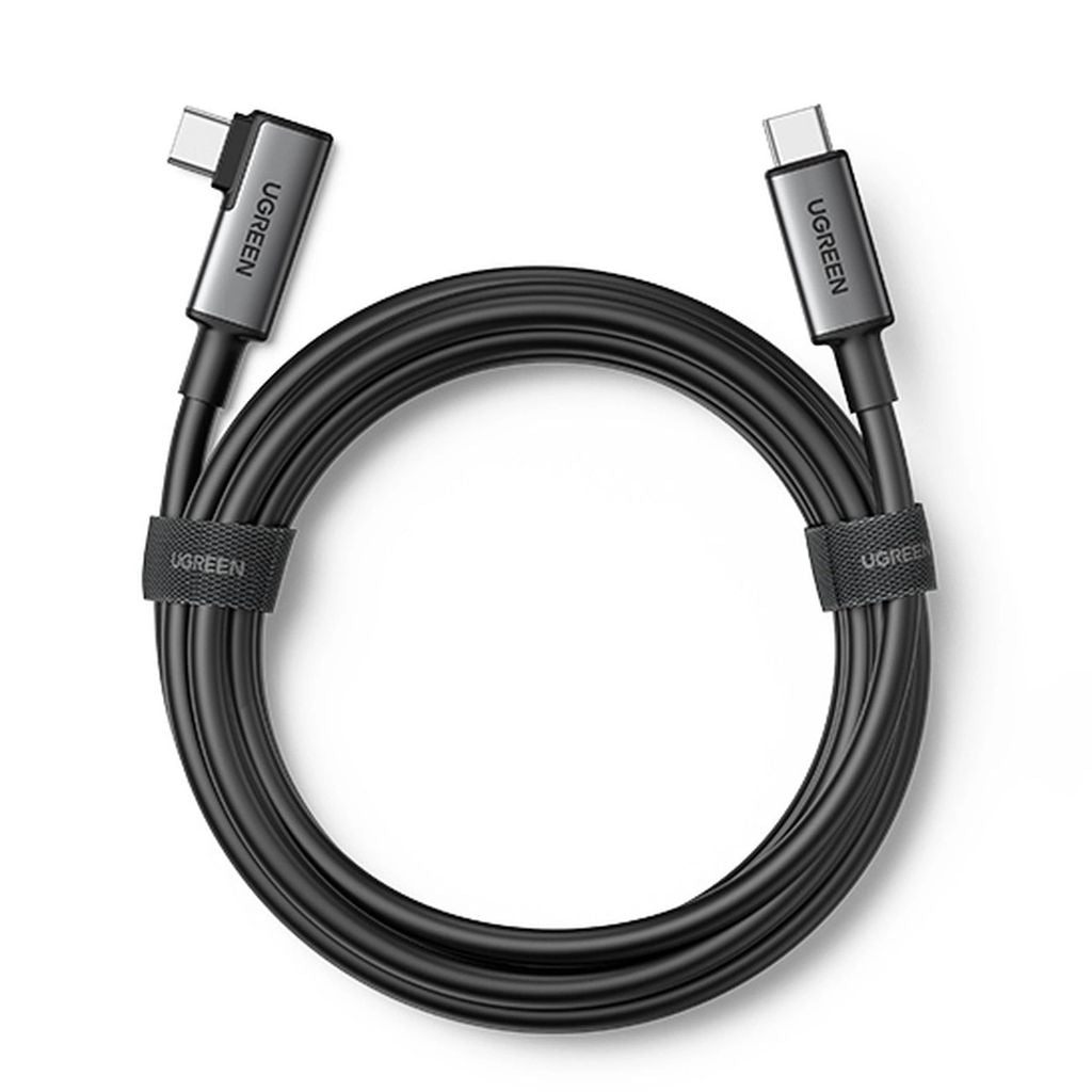 UGREEN USB-C to USB-C cable, angled right, 5m - Black