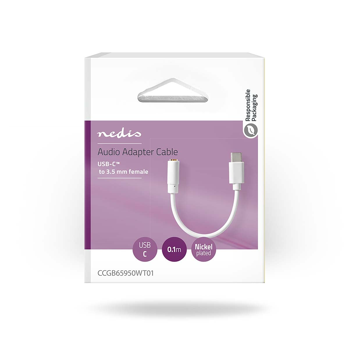 USB-C™ Adapter | USB 2.0 | USB-C™ Male | 3.5 mm Female | 0.10 m | Round | Nickel Plated | PVC | White | Box