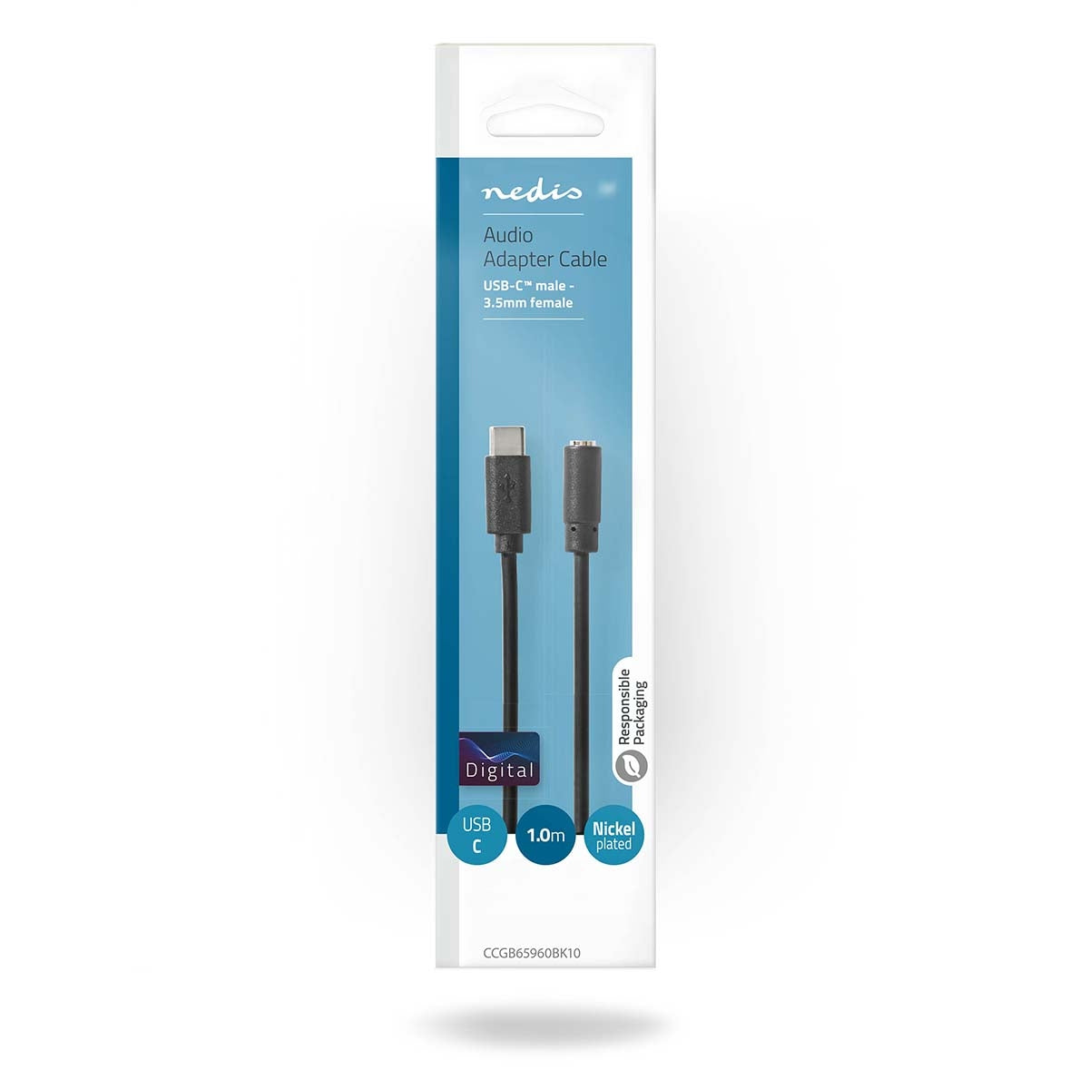 USB-C™ Adapter | USB 2.0 | USB-C™ Male | 3.5 mm Female | 1.00 m | Round | Nickel Plated | PVC | Black | Box