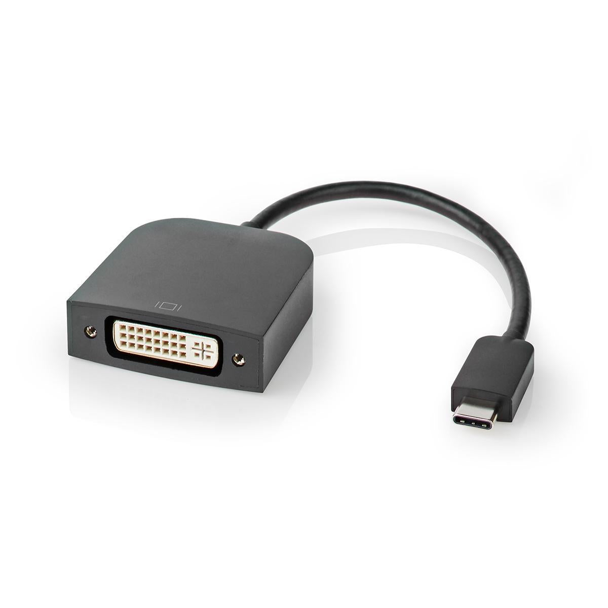 USB-C™ Adapter | USB 3.2 Gen 1 | USB-C™ Male | DVI-D 24+1-Pin Female | 1080p | 0.20 m | Round | Nickel Plated | PVC | Black | Plastic bag