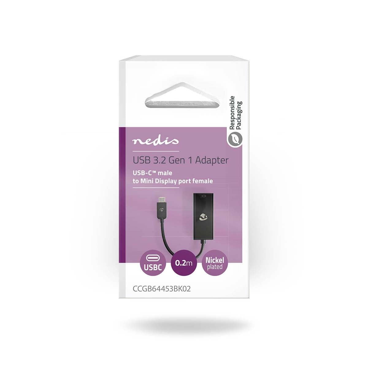 USB-C™ Adapter | USB 3.2 Gen 1 | USB-C™ Male | Mini DisplayPort Female | 8K@60Hz | 0.20 m | Round | Nickel Plated | PVC | Black | Box