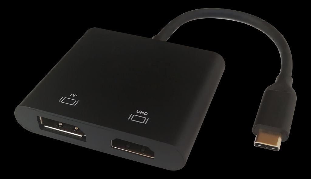 USB-C MST HUB, 2x 4K/60Hz, HDMI + DP, black, 0.1m