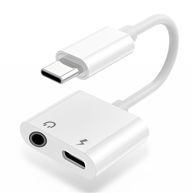 USB-C to 3.5mm AUX Adapter, 3A - Charge & Listen - White