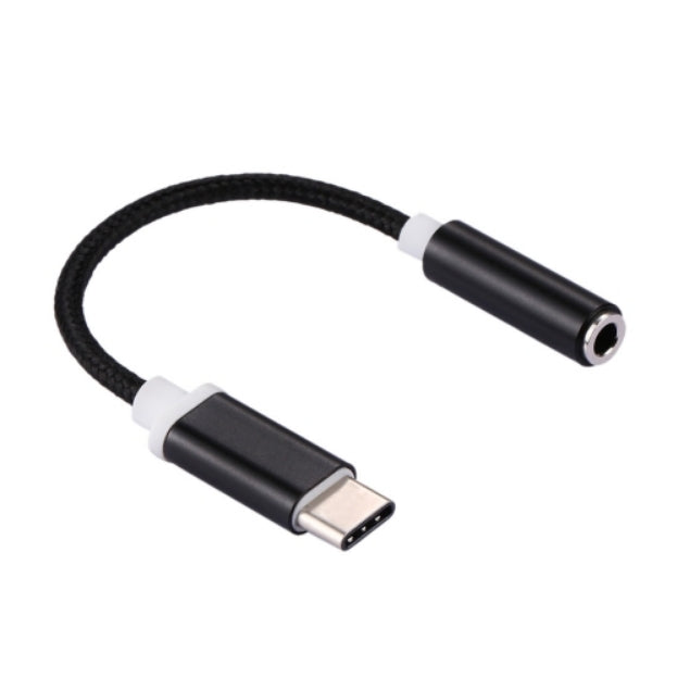 USB-C to 3.5mm Aux Adapter in Nylon - Black