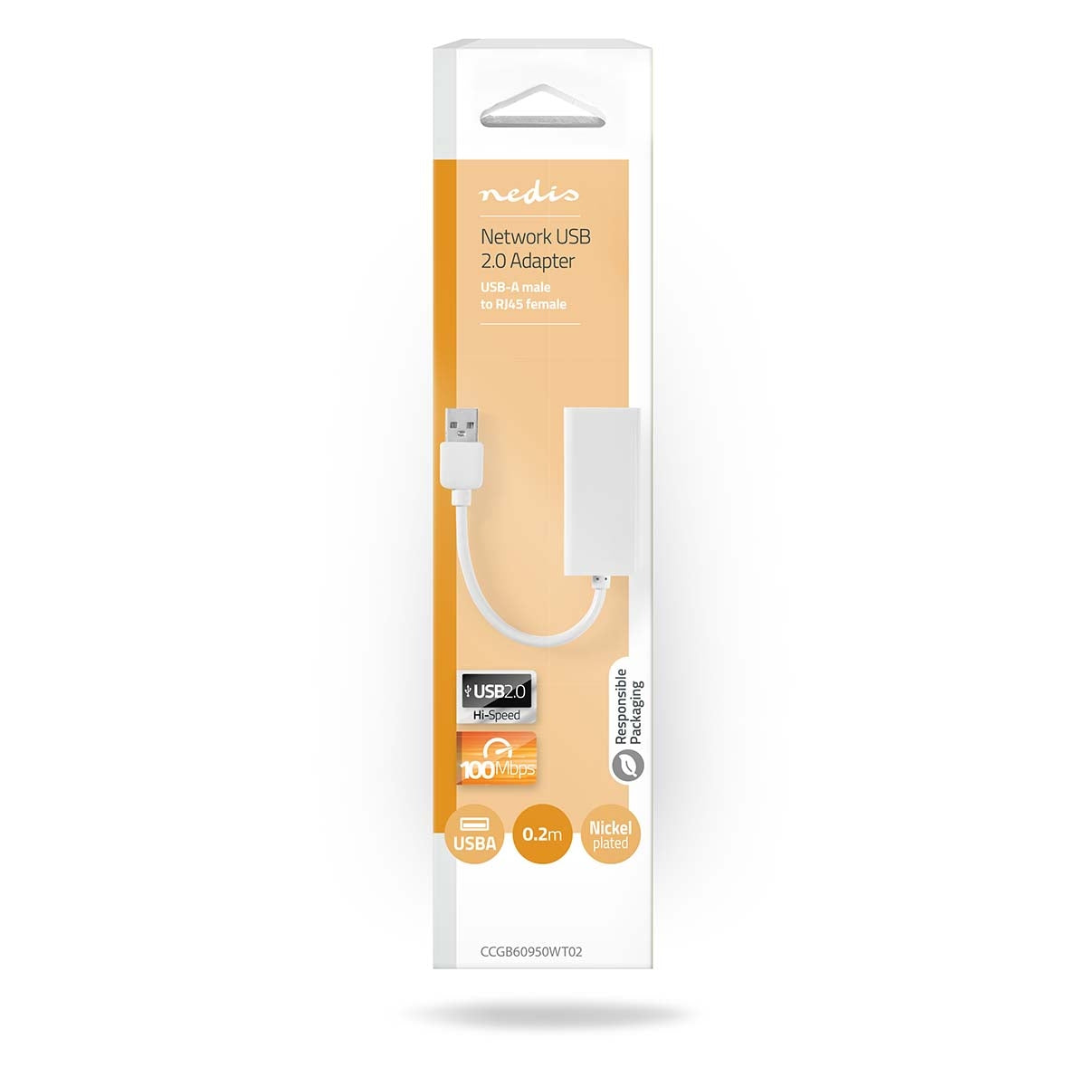 USB Network Card | USB 2.0 | 100 Mbps | USB-A Male | RJ45 Female | 0.20 m | Round | Gold Plated / Nickel Plated | Bare Copper | White | Box