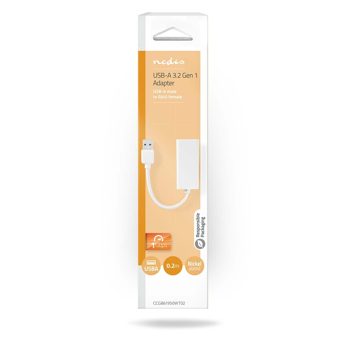 USB Network Card | USB 3.2 Gen 1 | 1 Gbps | USB-A Male | RJ45 Female | 0.20 m | Round | Nickel Plated | Bare Copper | White | Box