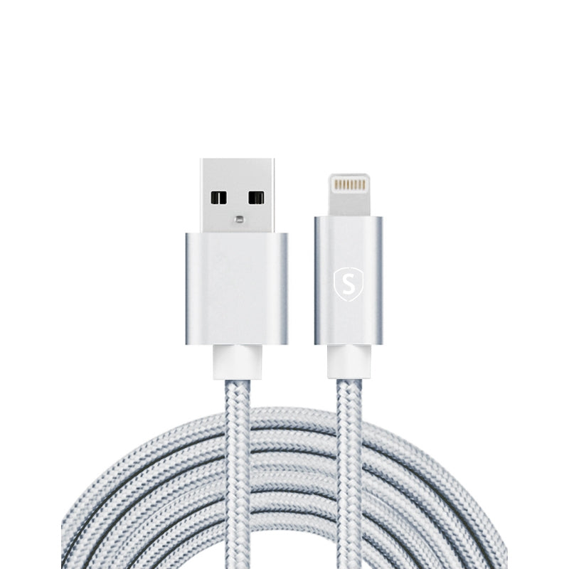 USB to Lightning Cable, 2.4A, 2m, Nylon - Silver