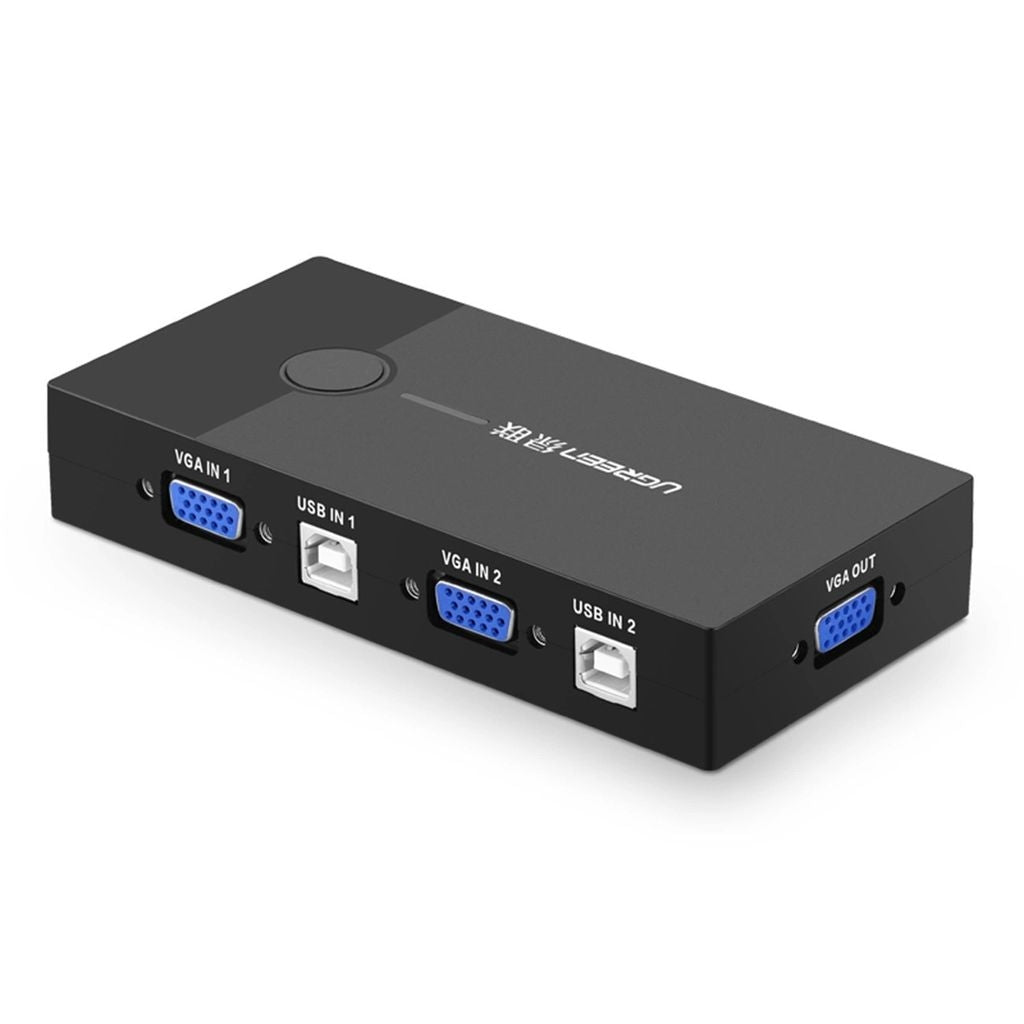 Ugreen 2-Port USB/VGA KVM Switch with USB 2.0 Cable - Black