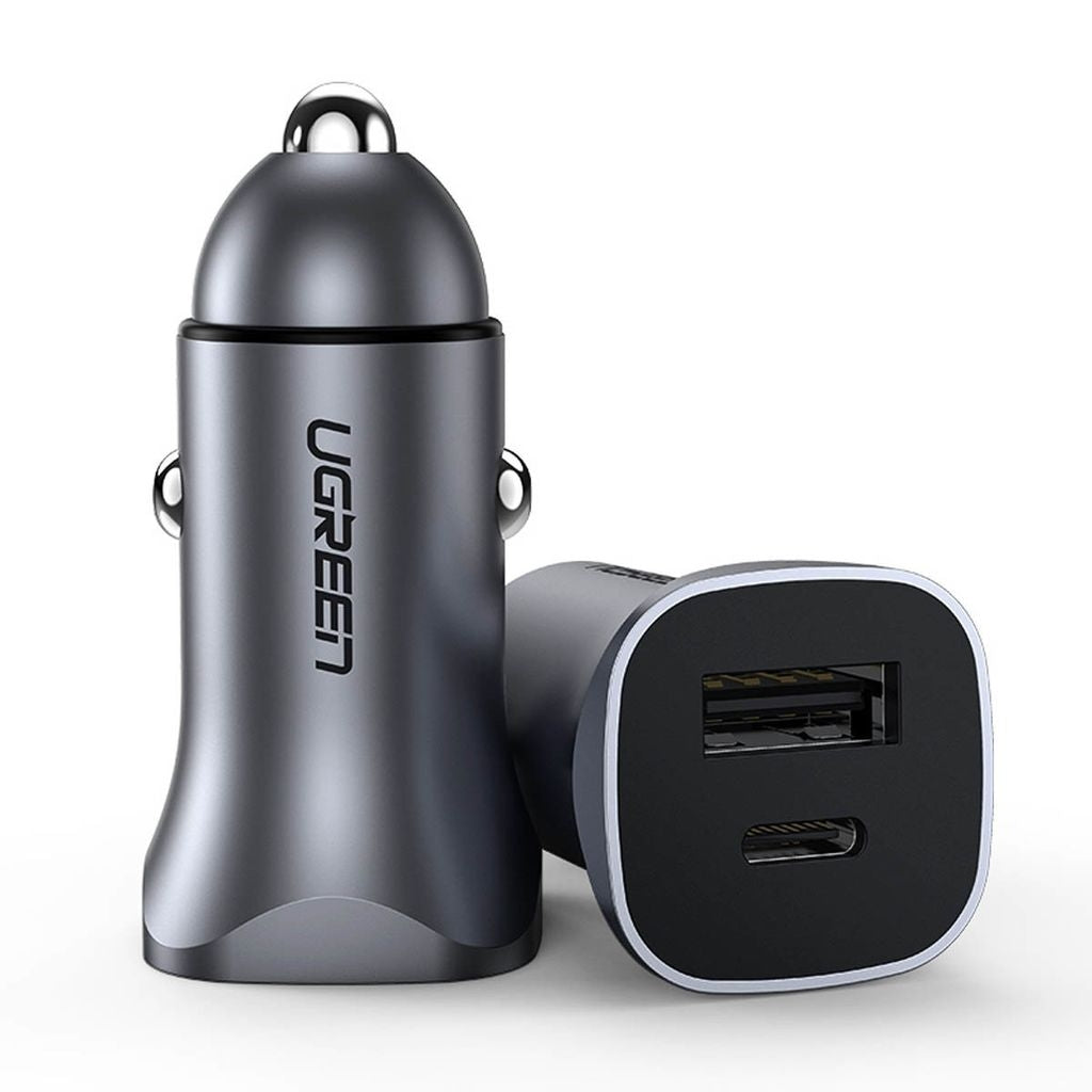 Ugreen Car Charger, USB-C & USB-A, 30W, PD
